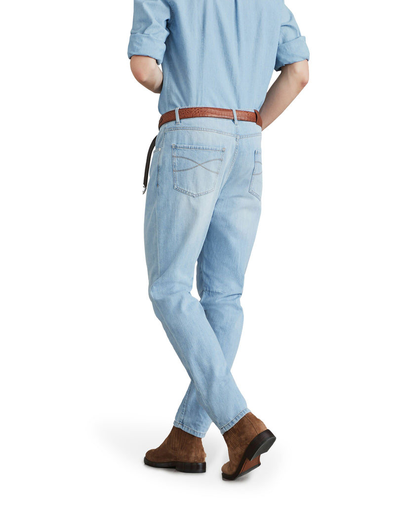 Mid-rise tapered jeans