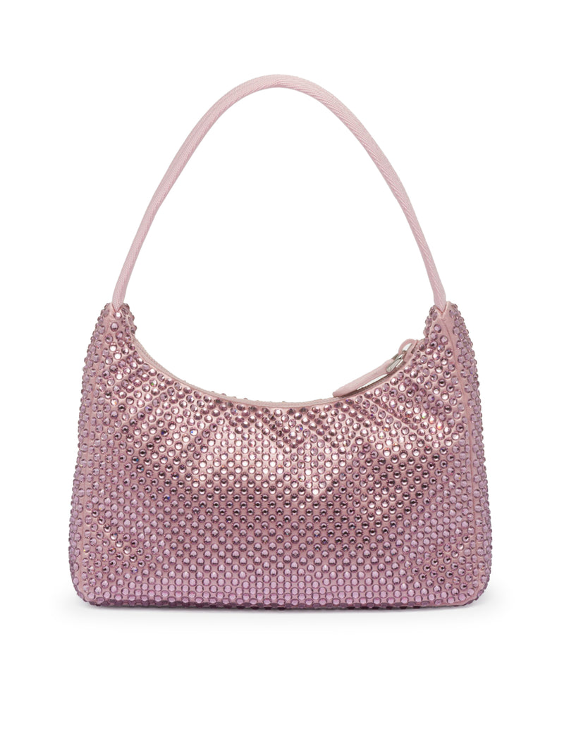 Mini satin bag with crystals