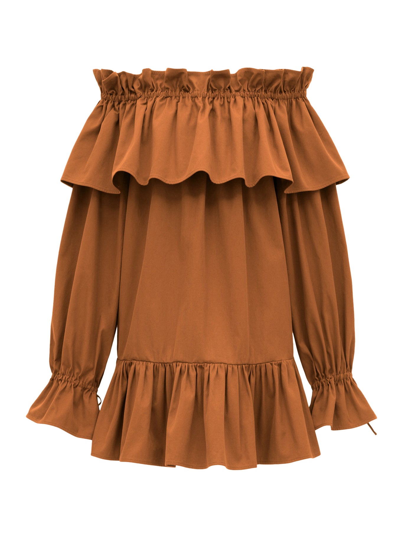 COTTON TWILL RUFFLED DRESS