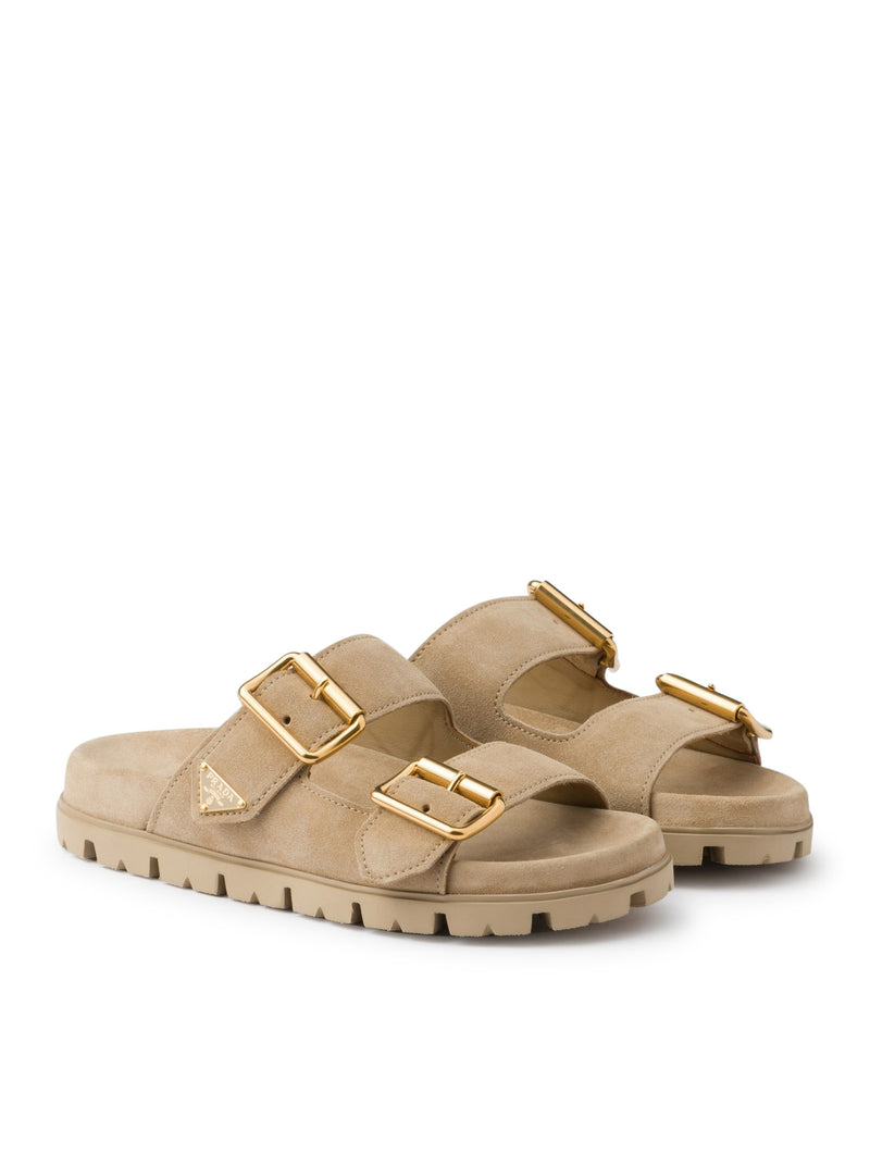 SUEDE SLIDER SANDALS