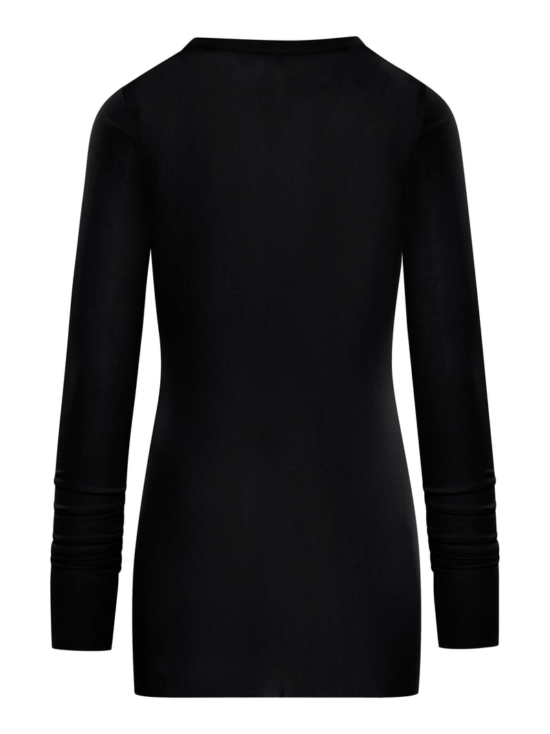 SEMI-TRANSPARENT FABRIC RIBBED SWEATER