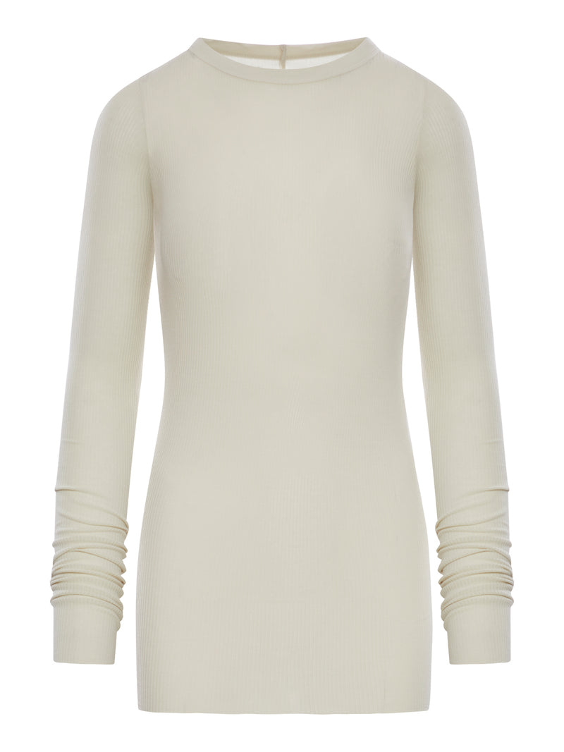 SEMI-TRANSPARENT FABRIC RIBBED SWEATER