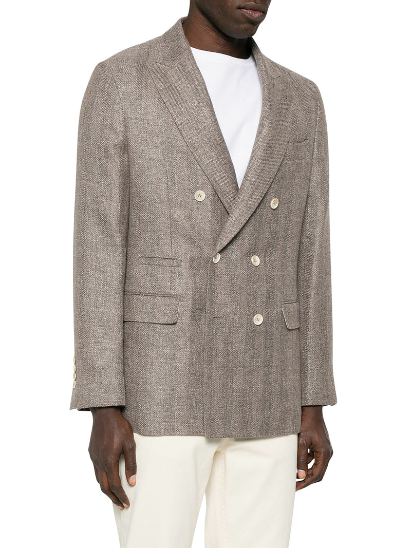 DOUBLE BREASTED BLAZER IN LINEN, WOOL AND SILK