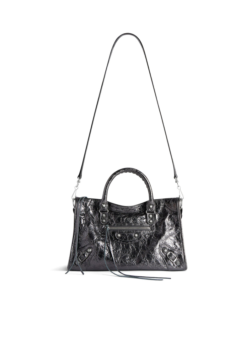 LE CITY SMALL METALLIC WOMEN`S BAG IN STEEL GREY