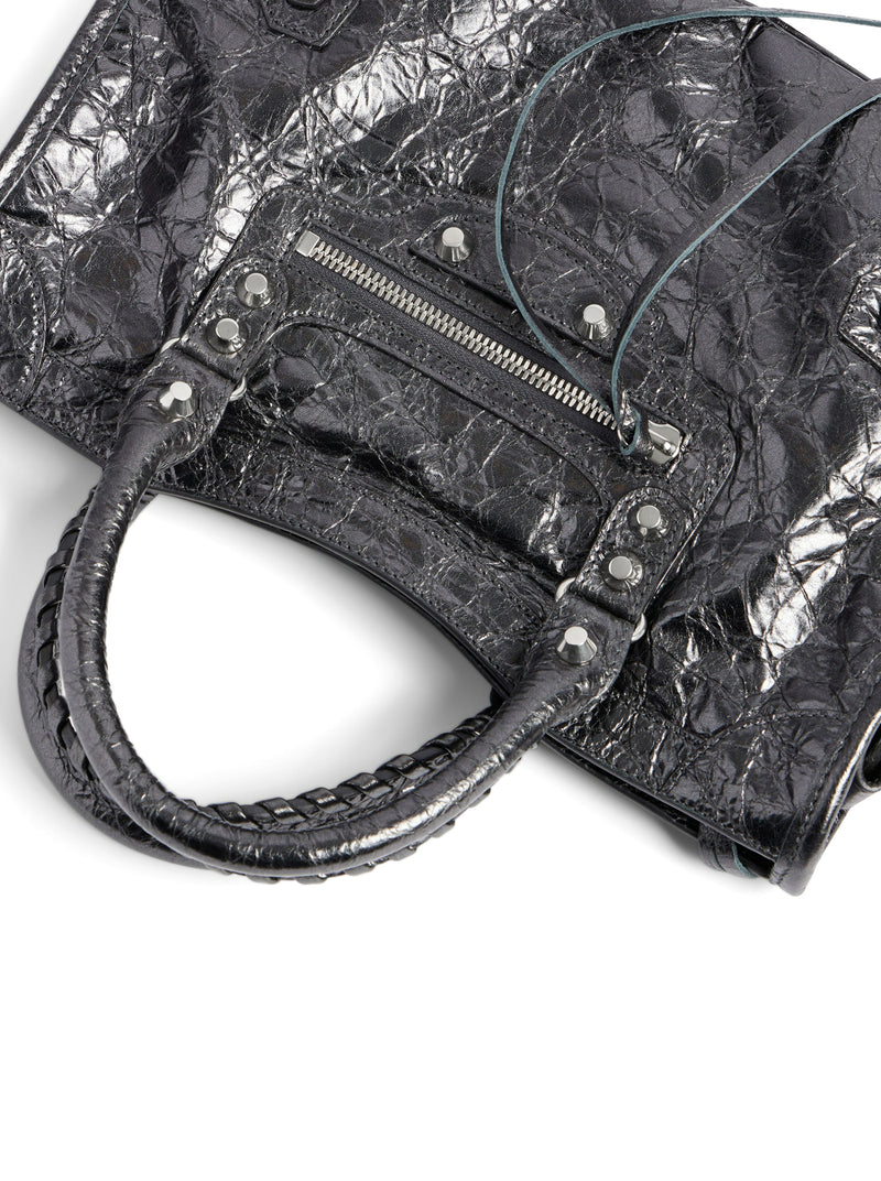 LE CITY SMALL METALLIC WOMEN`S BAG IN STEEL GREY