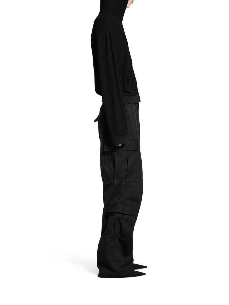 WOMEN`S CARGO PANTS REGULAR FIT IN BLACK