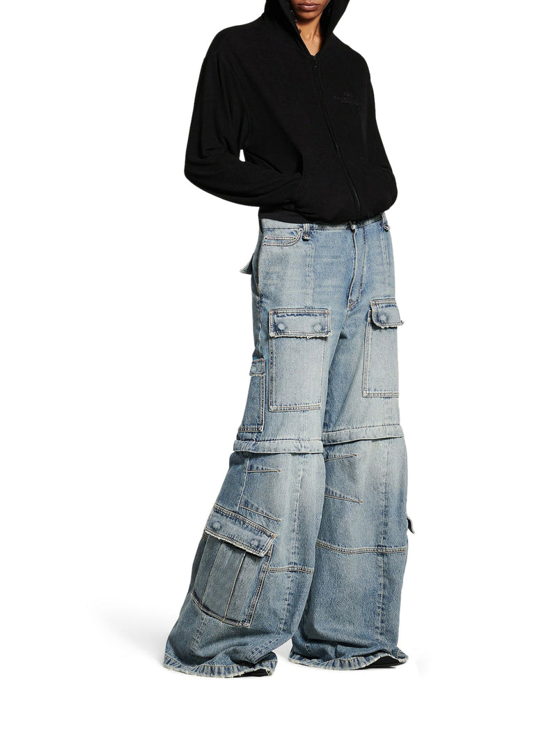 WOMEN`S FLARED CARGO PANTS IN BLUE