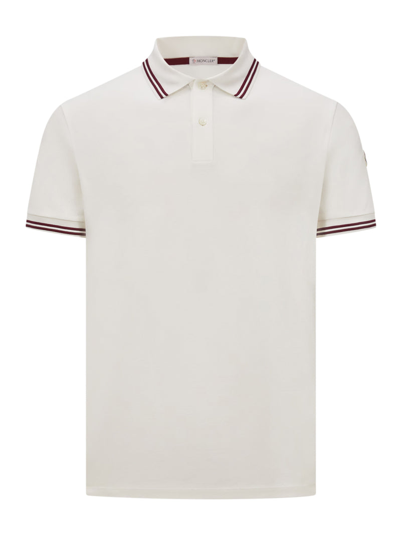 STRIPED TRIM COTTON PIQUET POLO SHIRT