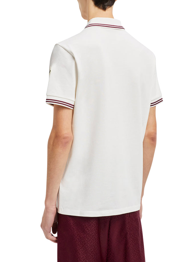 STRIPED TRIM COTTON PIQUET POLO SHIRT