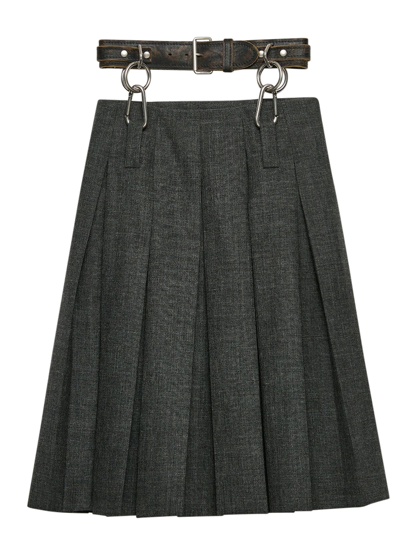 PLEATED MAT SKIRT WITH BELT