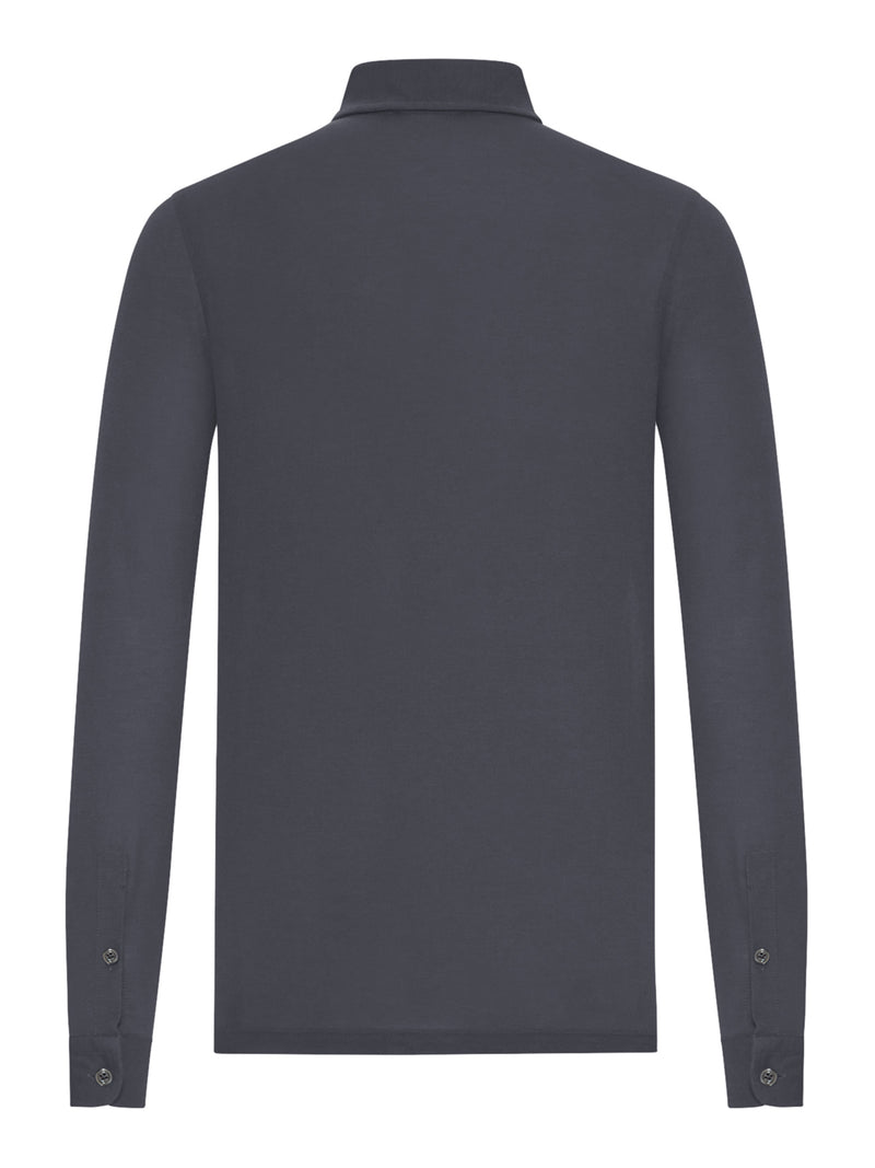 LONG-SLEEVED COTTON PIQUET POLO SHIRT