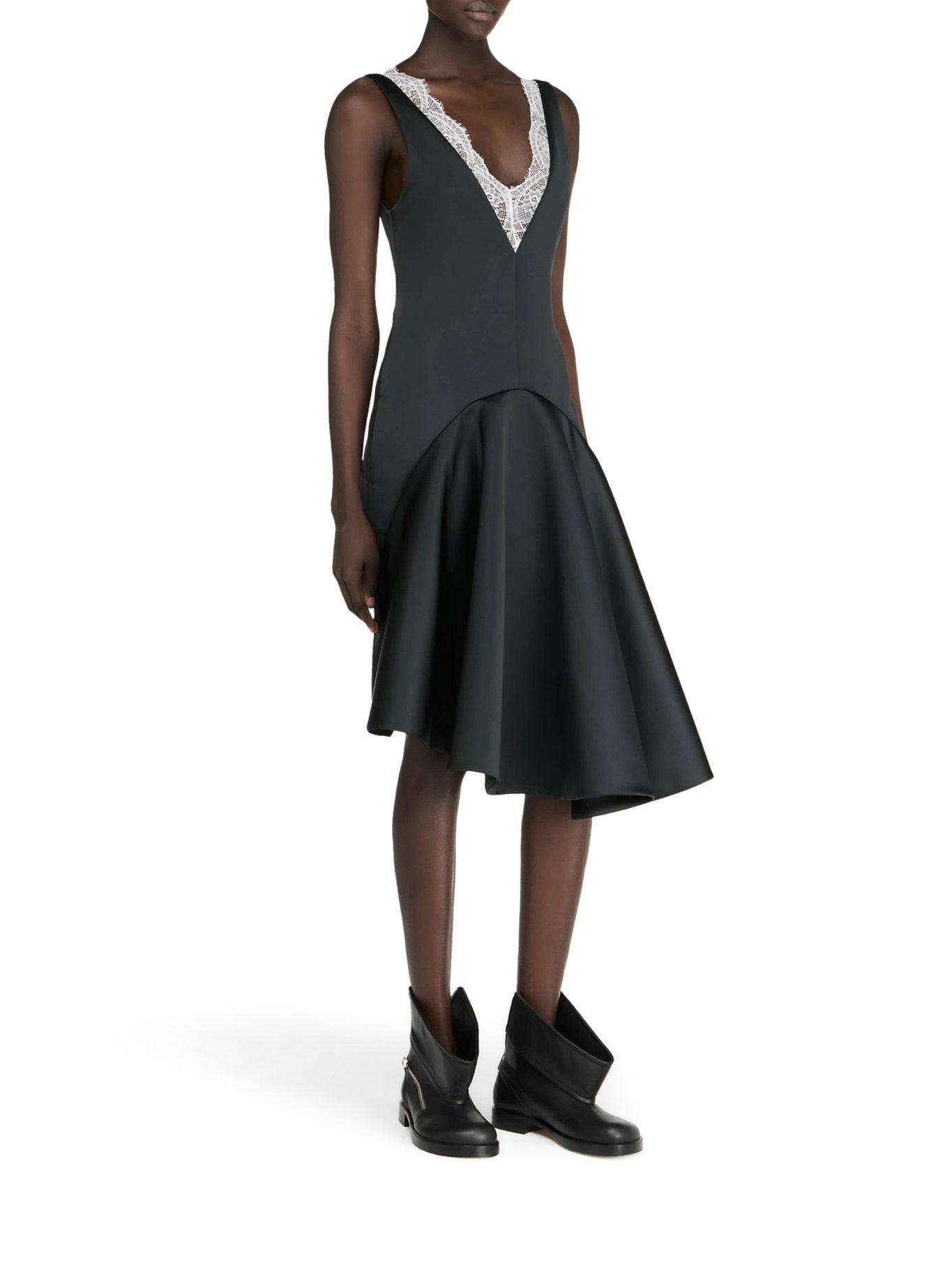 DRAPED DRESS WITH V-NECKLINE