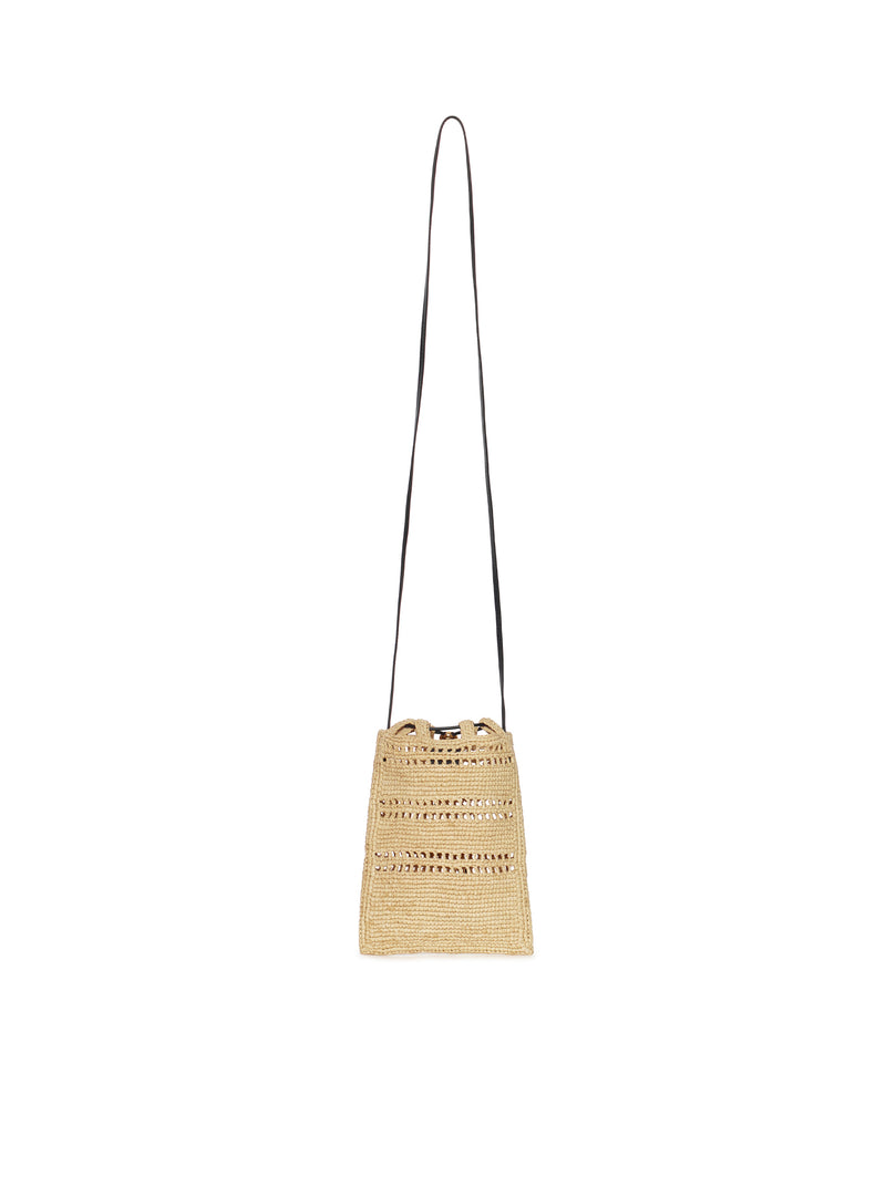 DRAWSTRING POCKET IN RAFFIA