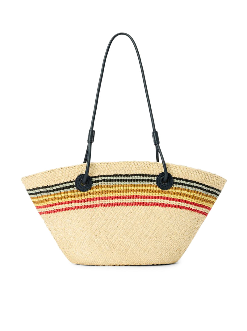 ANAGRAM SMALL BASKET BAG IN IRACA PALM AND CALFSKIN