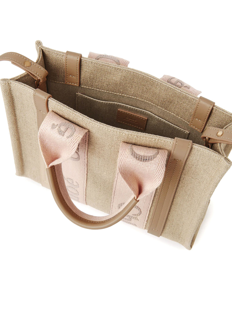 SMALL WOODY TOTE BAG IN LINEN