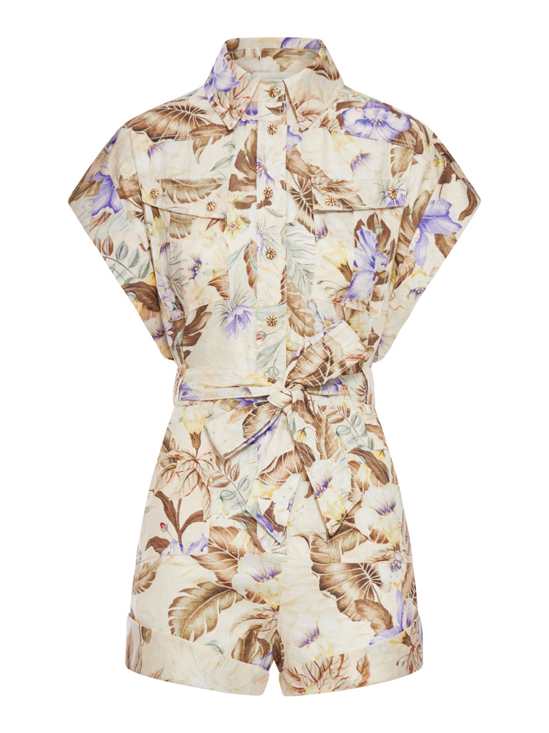 FLORAL PRINT LINEN JUMPSUIT