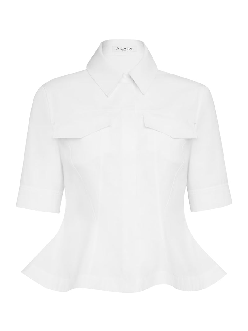 COTTON POPLIN PEPLUM SHIRT