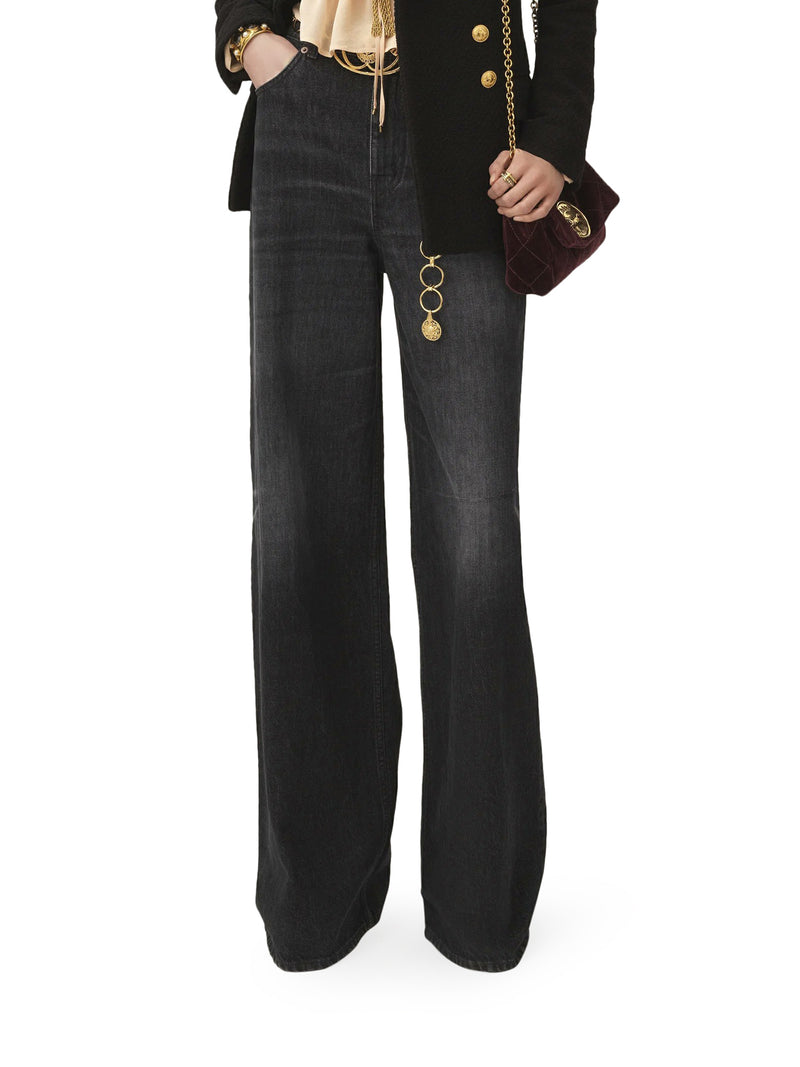 WIDE LEG HIGH WAISTED DENIM JEANS