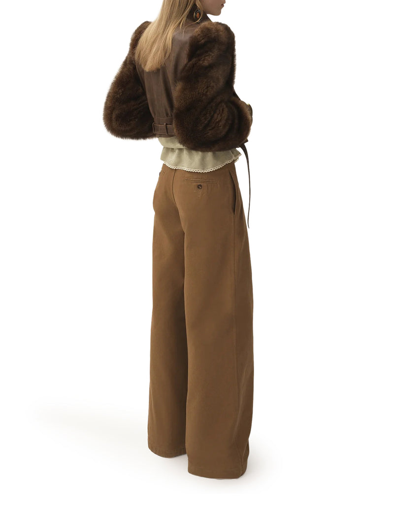 SHORT HIGH-NECK LEATHER JACKET