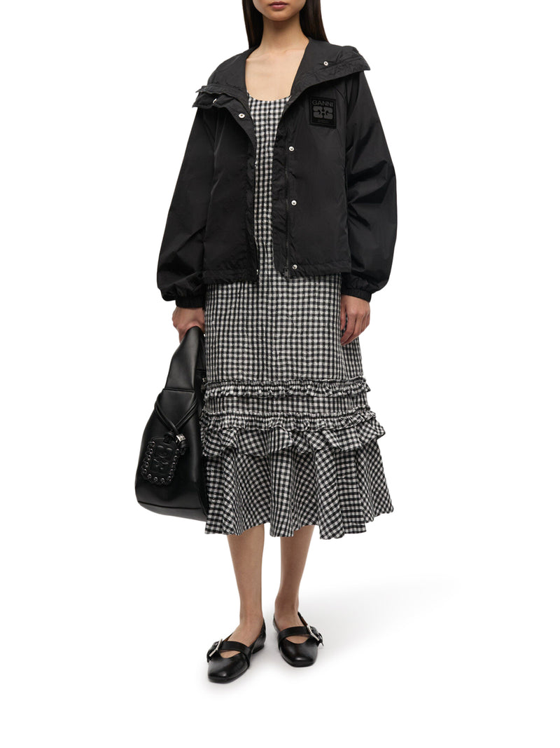 NYLON JACKET WITH GANNI LOGO PATCH