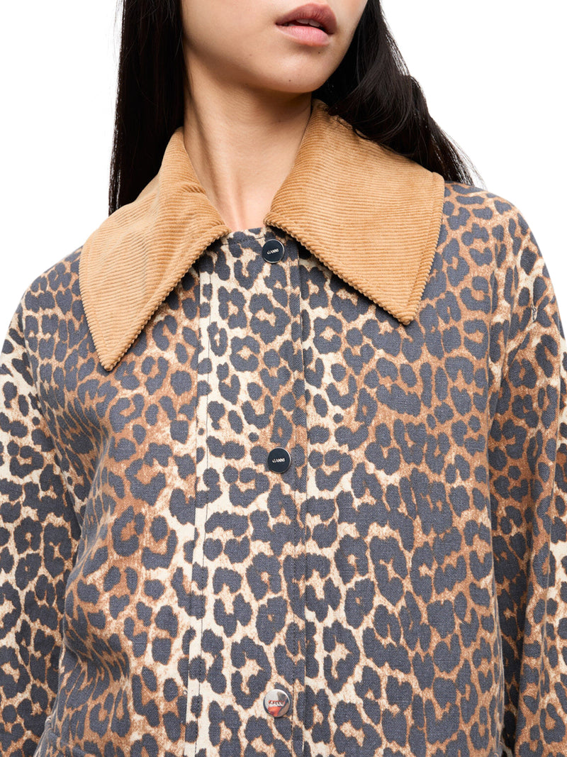 PRINTED CANVAS MIDI JACKET