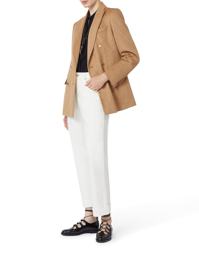 CAMEL DRAP BLAZER WITH SABLES