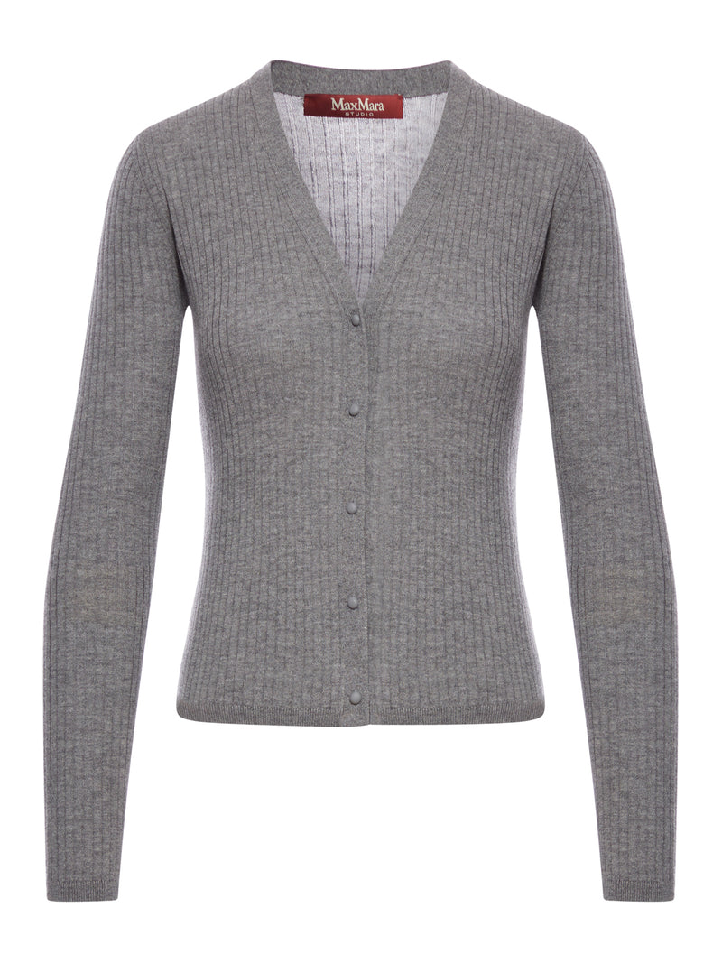 RIBBED SILK CARDIGAN