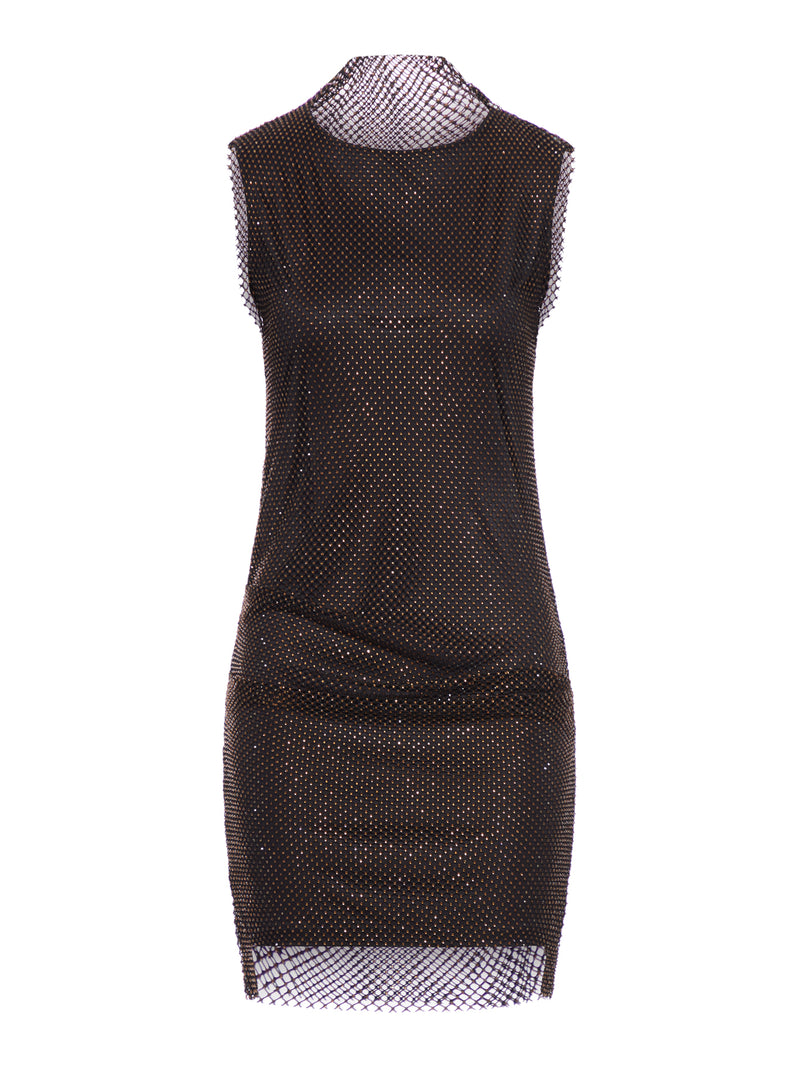 SLEEVELESS DRESS WITH RHINESTONE