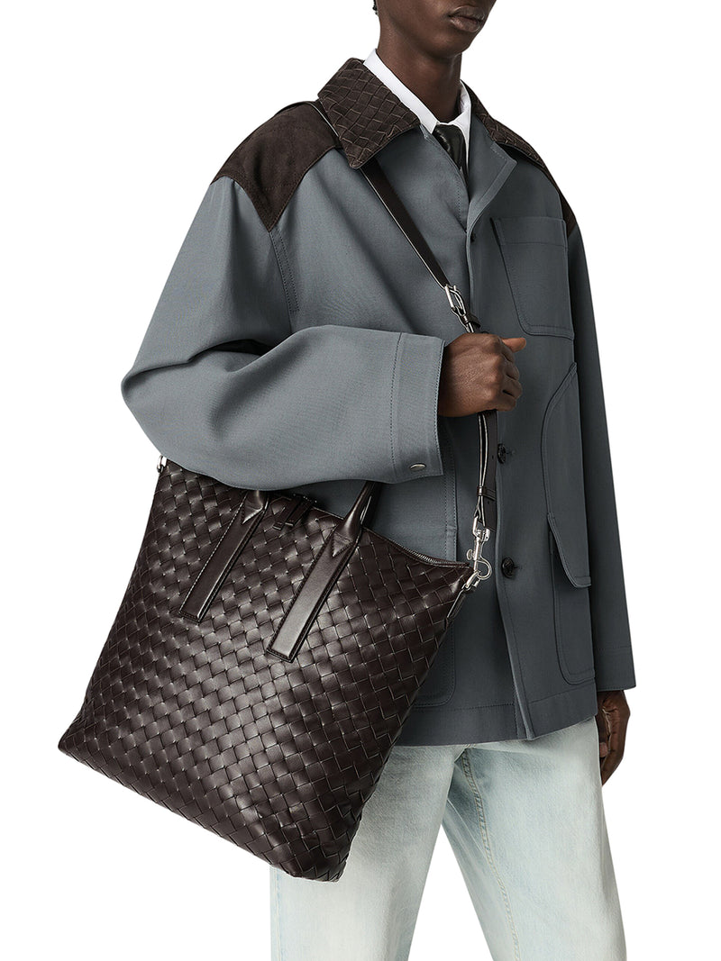 NORTH-SOUTH WOVEN TOTE BAG WITH ZIP