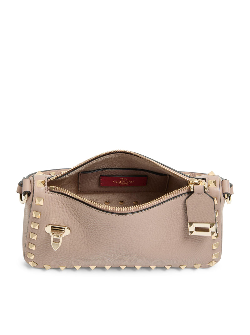 SMALL ROCKSTUD SHOULDER BAG IN GARNET CALFSKIN