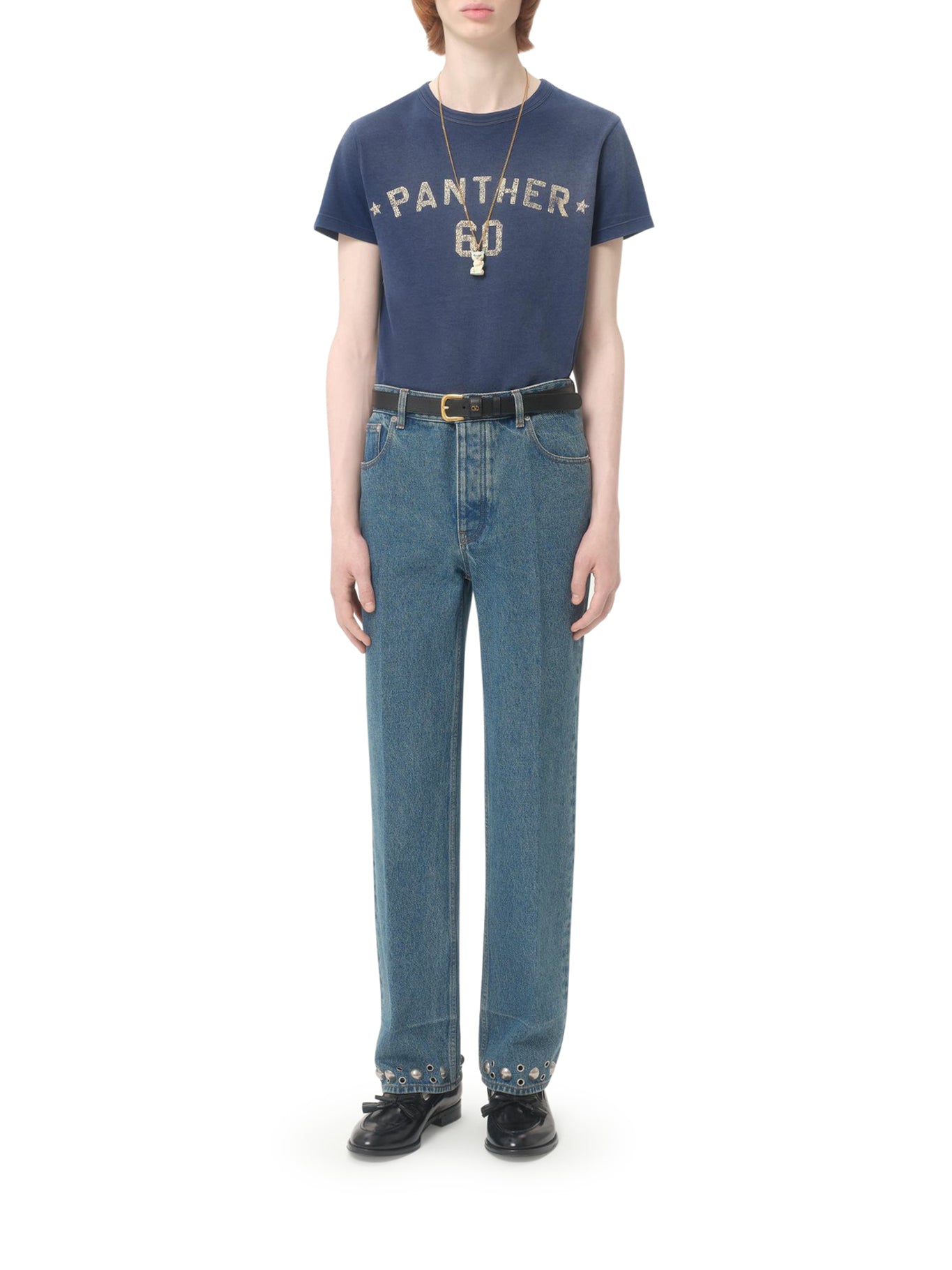 COTTON T-SHIRT WITH PRINT AND PATCH CHEZ VALENTINO