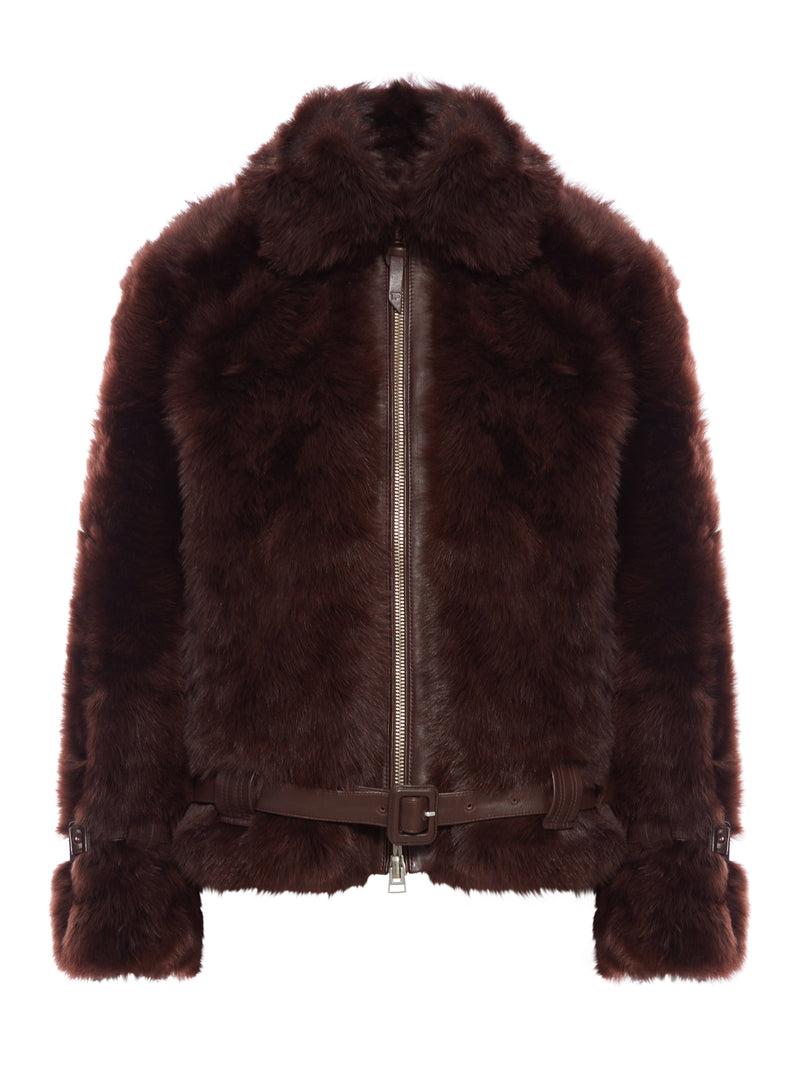 SHEARLING BLOUSON WITH SMOOTH LEATHER INSERTS