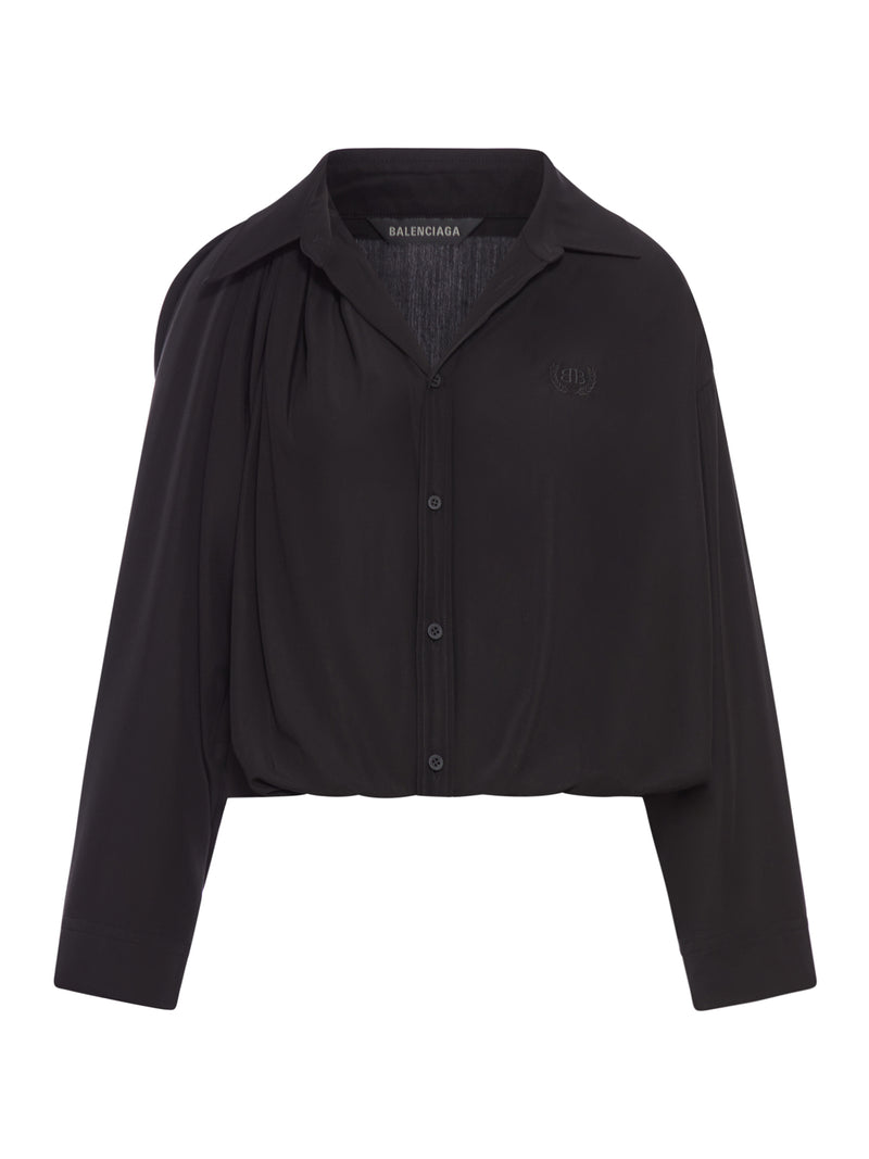 ONE SHOULDER SHIRT IN FLUID POPLIN