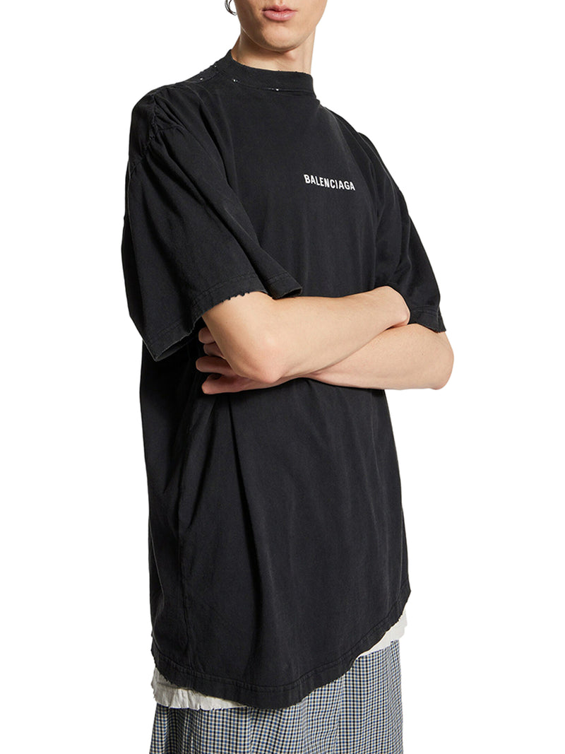 DOUBLE BACK T-SHIRT IN DÉLAVÉ BLACK
