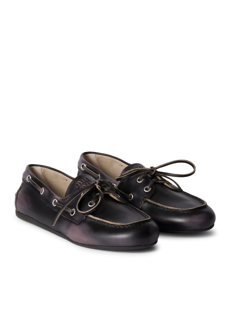 UNLINED BOAT LOAFERS IN DECOLORED LEATHER