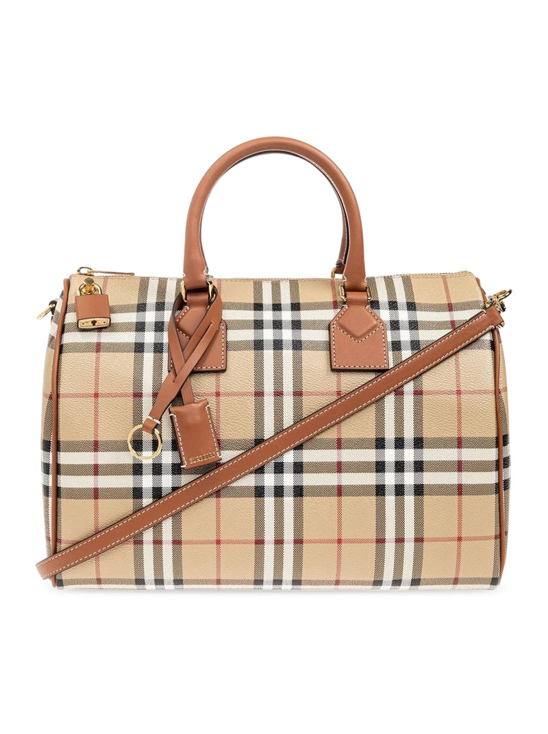 CHECKED ZIPPED BOWLING TOTE BAG