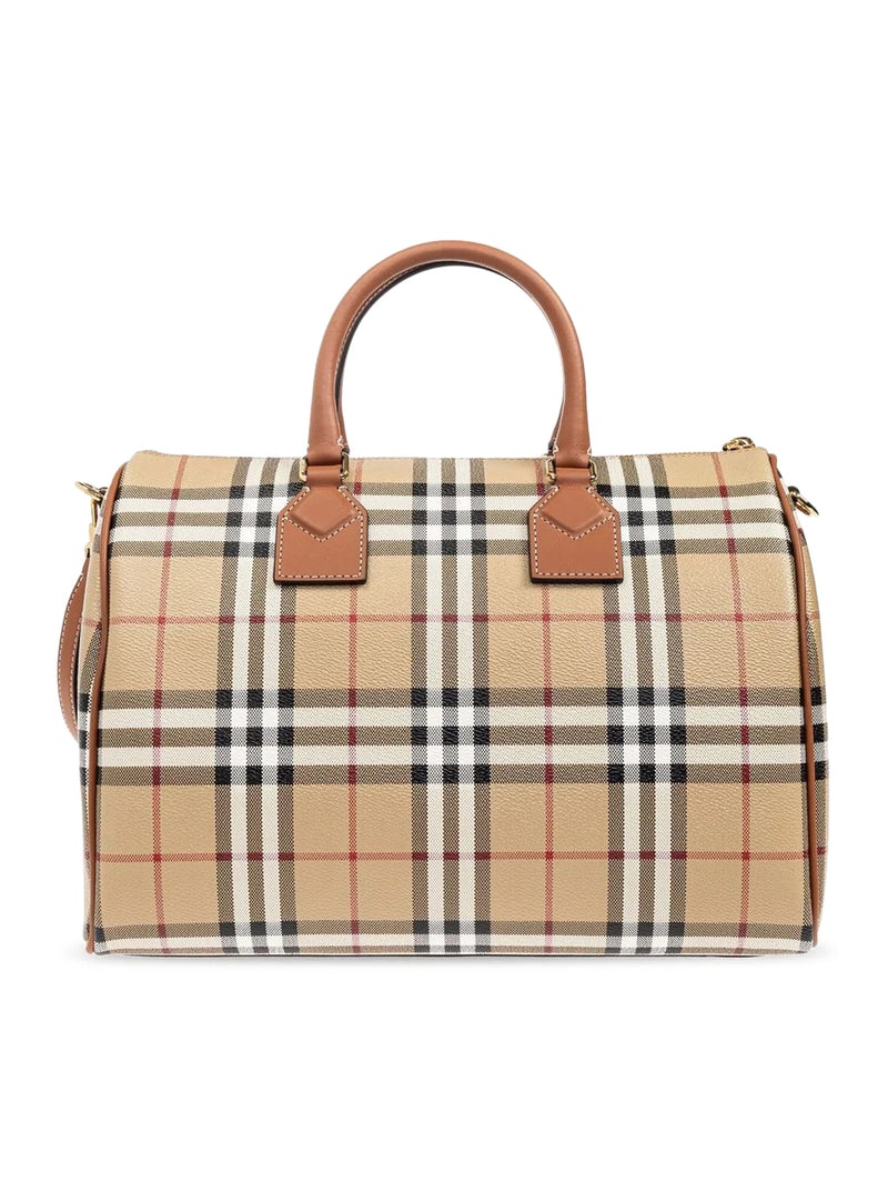 CHECKED ZIPPED BOWLING TOTE BAG