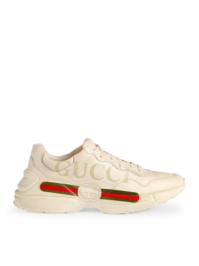 MEN`S RHYTON LEATHER WITH GUCCI LOGO