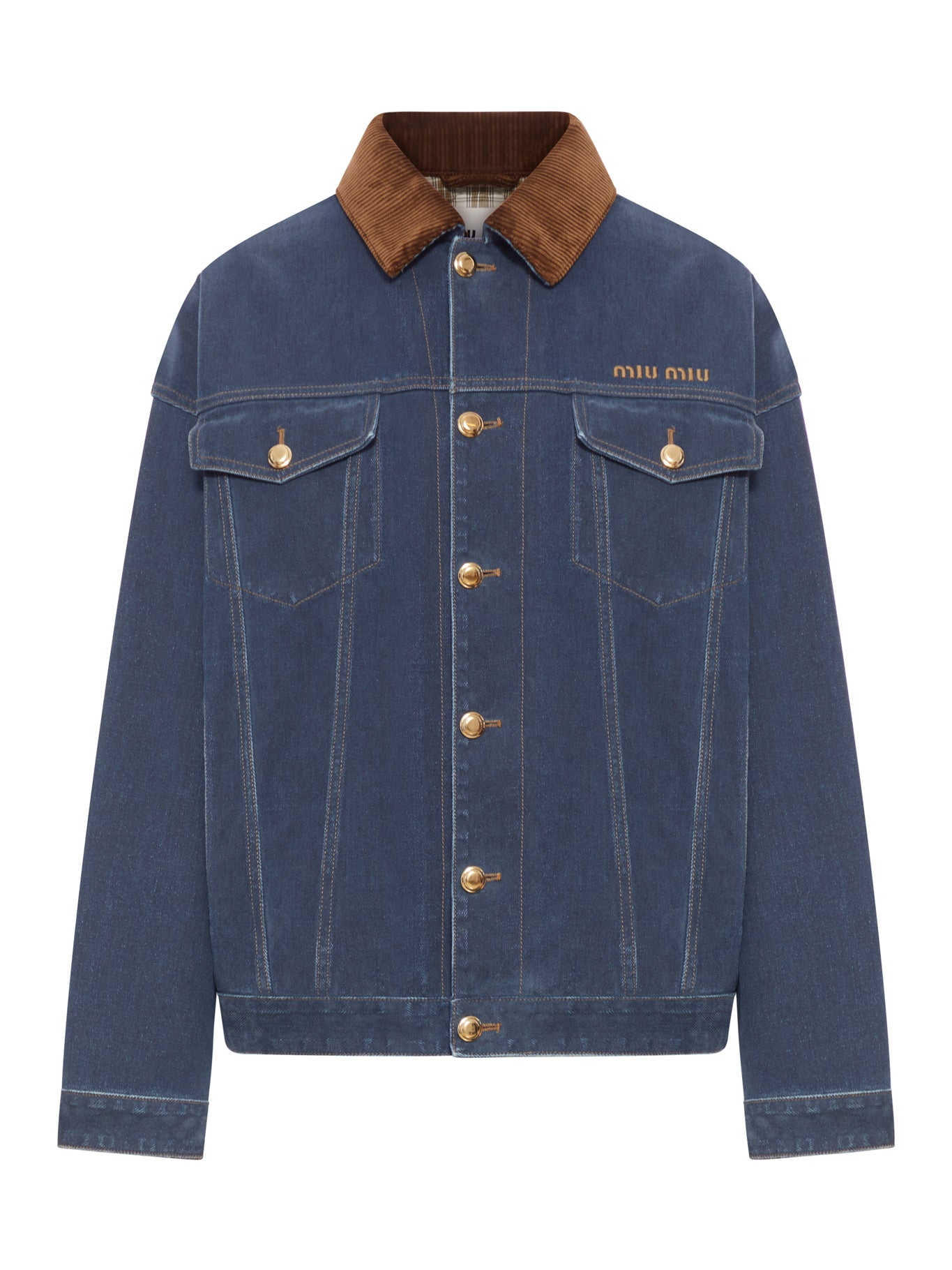 FLOCKED DENIM AND VELVET BLOUSON