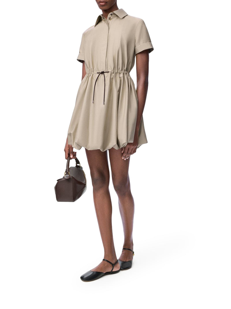 COTTON AND SILK BALLOON SKIRT DRESS