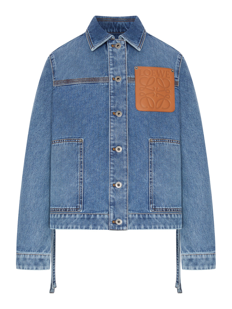 COTTON DENIM JACKET WITH AN ASYMMETRIC HEM AND SIDE LACES