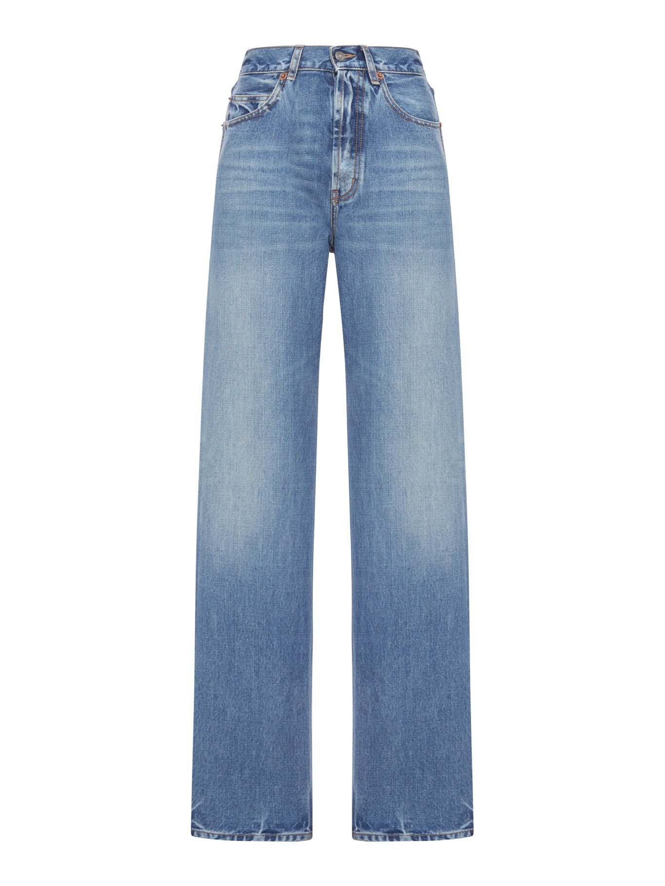 HIGH WAIST JEANS IN BLUE SELVE DENIM