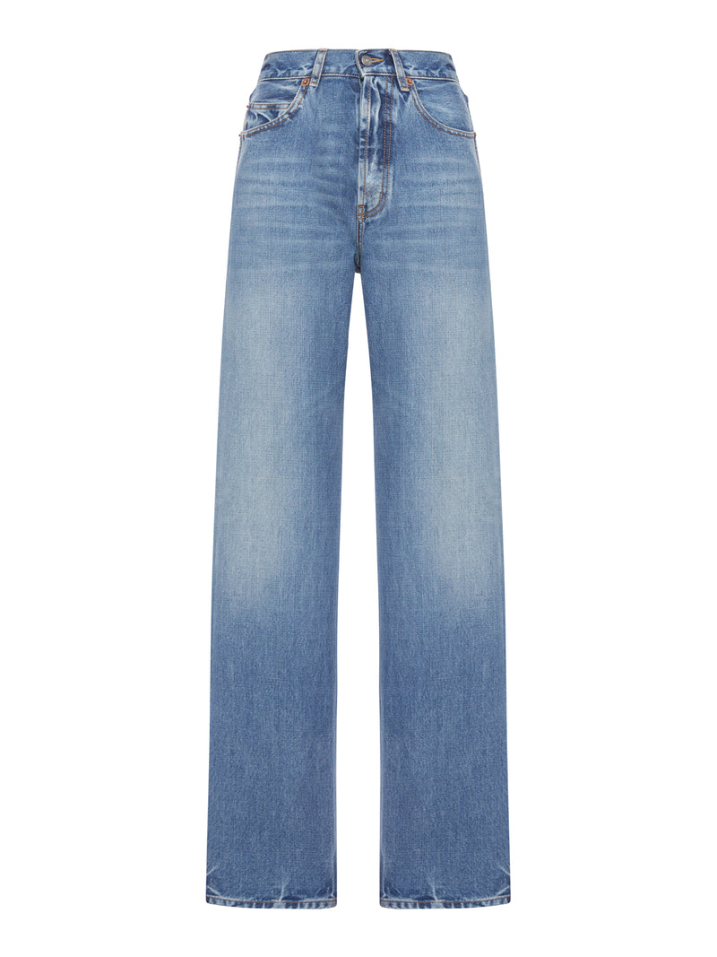 HIGH WAIST JEANS IN BLUE SELVE DENIM