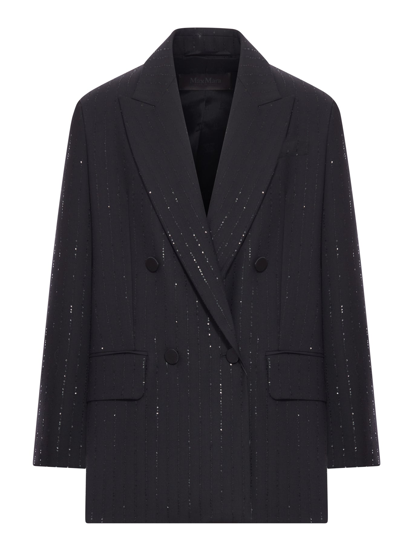 DOUBLE-BREASTED WOOL AND SEQUIN BLAZER