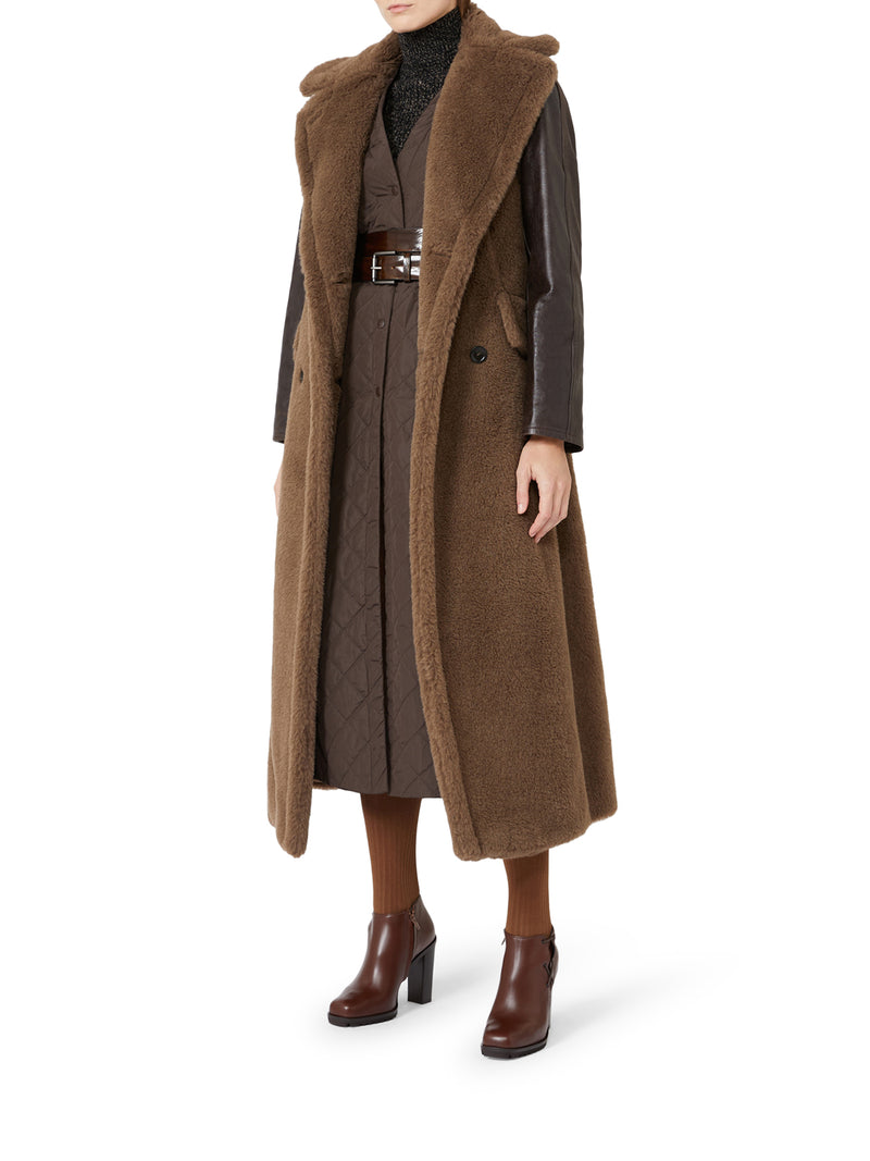 SLEEVELESS COAT IN ALPACA AND WOOL TEDDY