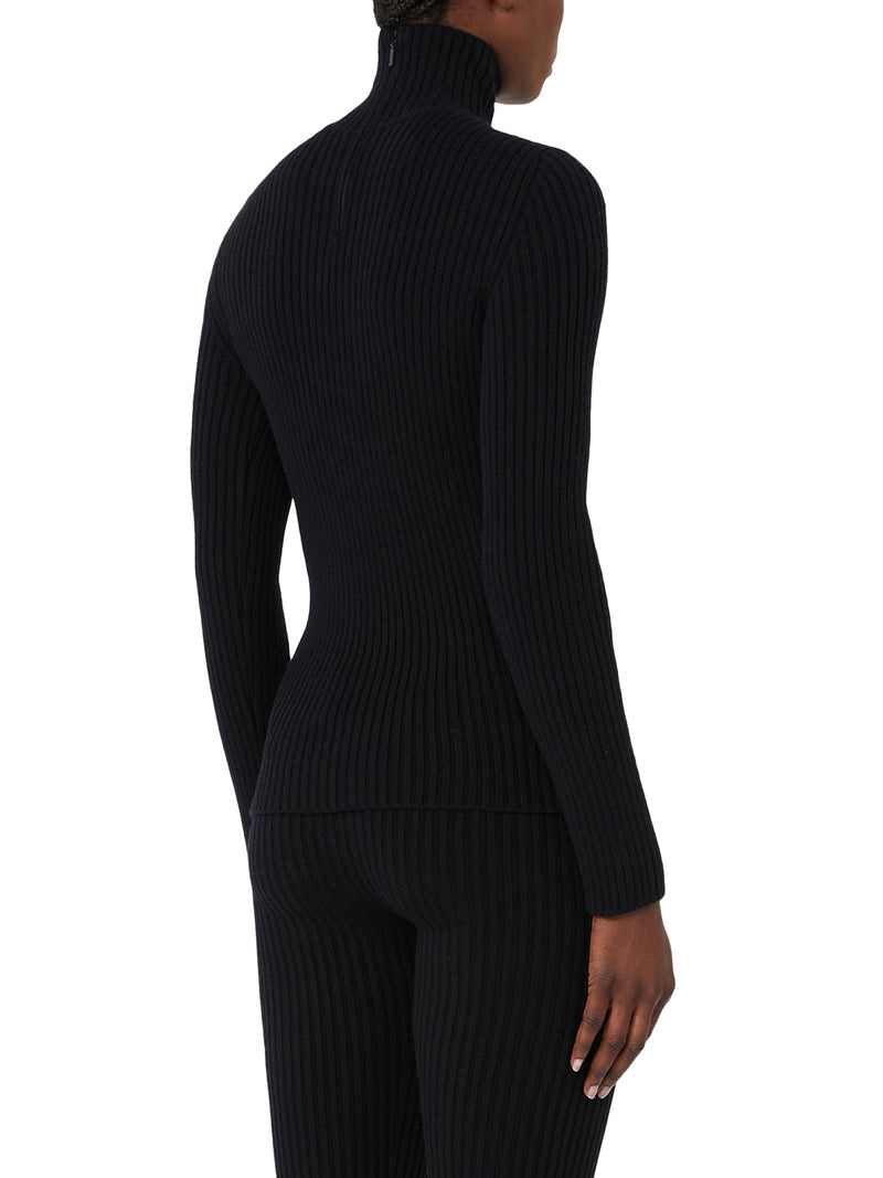 RIBBED WOOL AND CASHMERE TURTLENECK