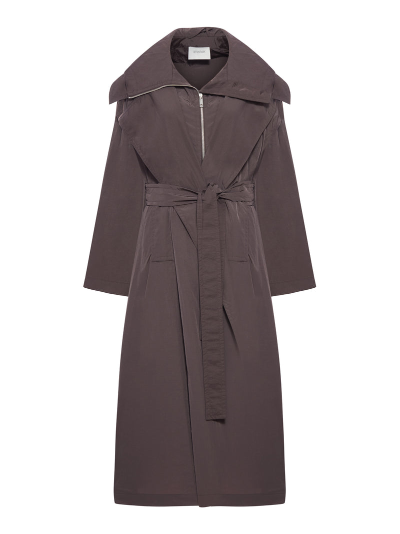OVERSIZED TAFFETA TRENCH COAT WITH BARBA