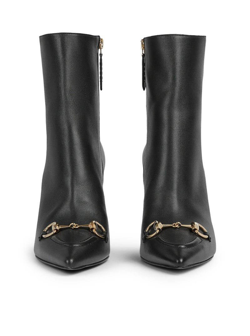 LEATHER ANKLE BOOTS WITH HORSEPIECE
