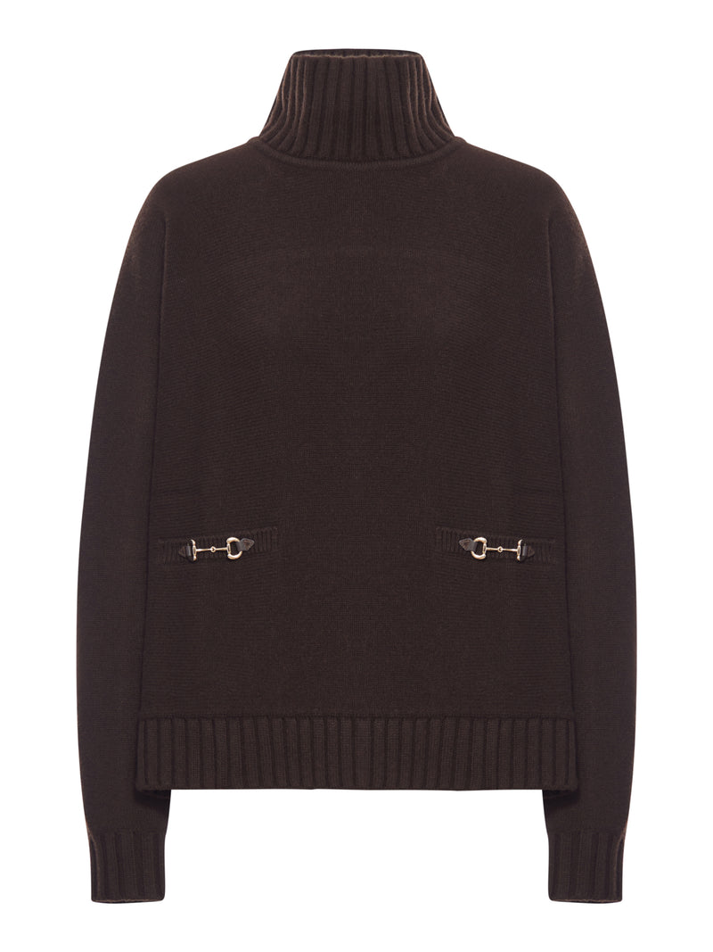 CASHMERE BLEND HIGH NECK SWEATER