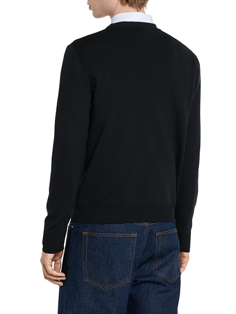 SILK AND COTTON SWEATER WITH INTARSIA